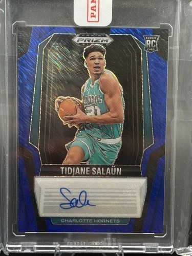 TIDJANE SALAUN 2024-25 PRIZM BLACK ROOKIE BLUE SHIMMER FOTL RC AUTO 11/25