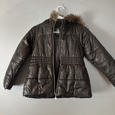 Rothschild Black Puffer Jacket with Faux Fur Trim Girls 10