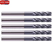 5Pcs 4 Flute Variable Helix Solid Carbide 1/4" x 1" x 3" End Mill - AlTiN Coated