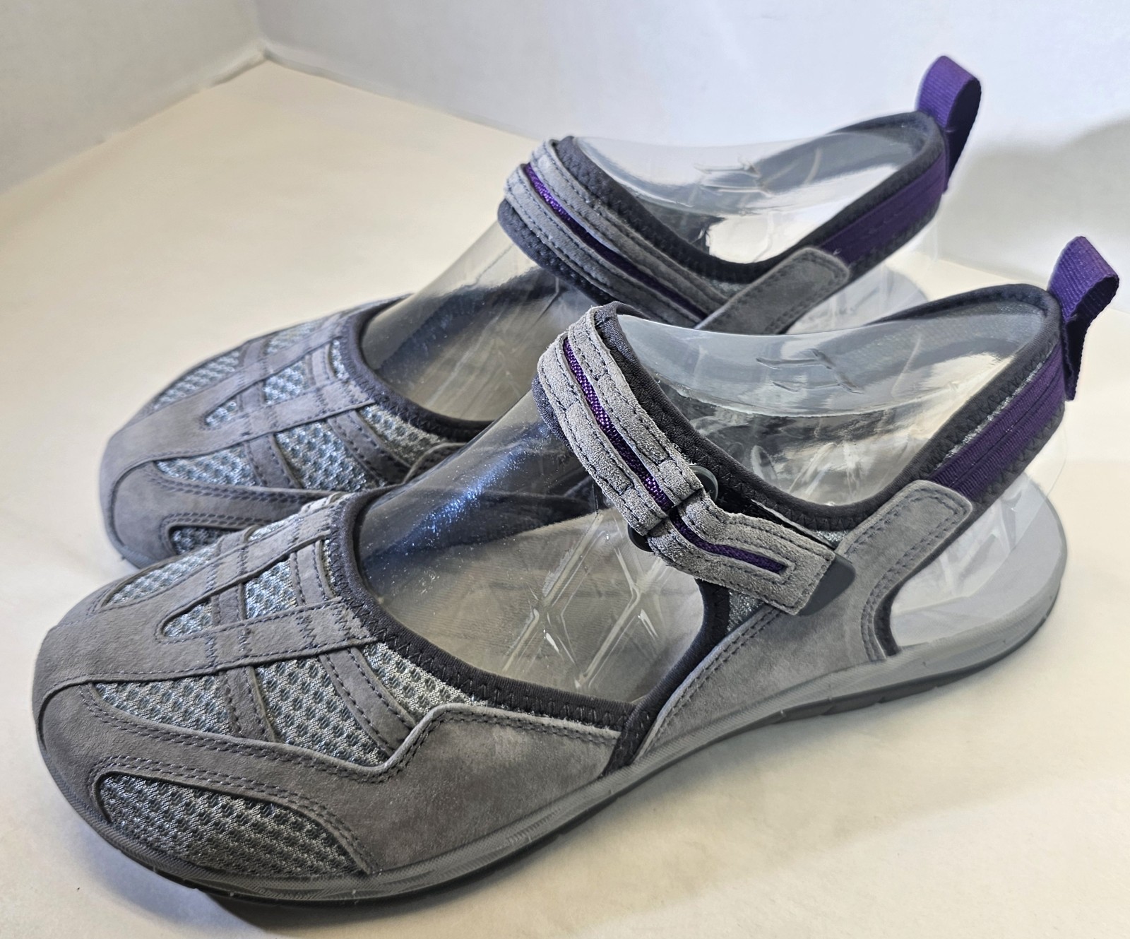 Merrell sandali donna grigio viola nero sirena 2 avvolgenti gancio e passante scamosciati taglia 11M
