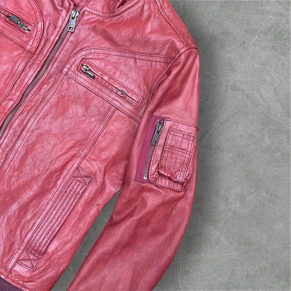 Jaqueta de couro sintético Avirex 2000s vinho tinto borgonha tamanho pequeno WMNS - Imagem 4 de 4