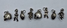 Football Charms for Bracelets or Necklaces Silver Tone Lot Of 8
