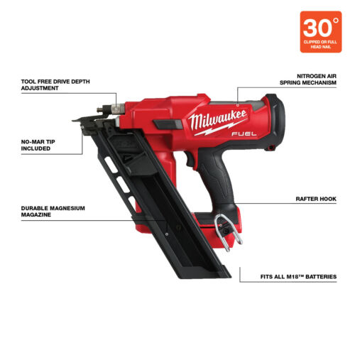 Milwaukee 30 Deg Framing Nailer 2745-20 - Picture 2 of 7