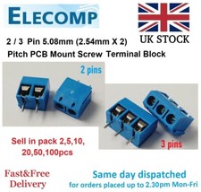 2 or 3 Pin 5.08mm Pitch PCB Mount Screw Terminal Connector UK stock Free post