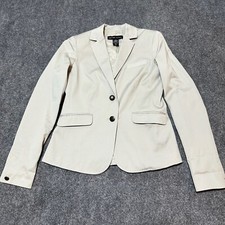 New York Company Jacket Womens 4 Tan Cotton Blend Button Down Collar Blazer
