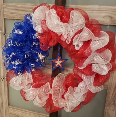 Handmade 22" Wreath July 4th Patriotic USA America Independence Day