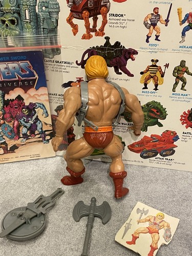 VINTAGE Masters of the Universe MOTU HE-Man Mattel con cómic y armas - Imagen 7 de 12