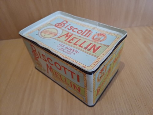 BELLISSIMA SCATOLA DI LATTA "BISCOTTI MELLIN" DA COLLEZIONE ORIGINALE ANNI '60 - Foto 3 di 9