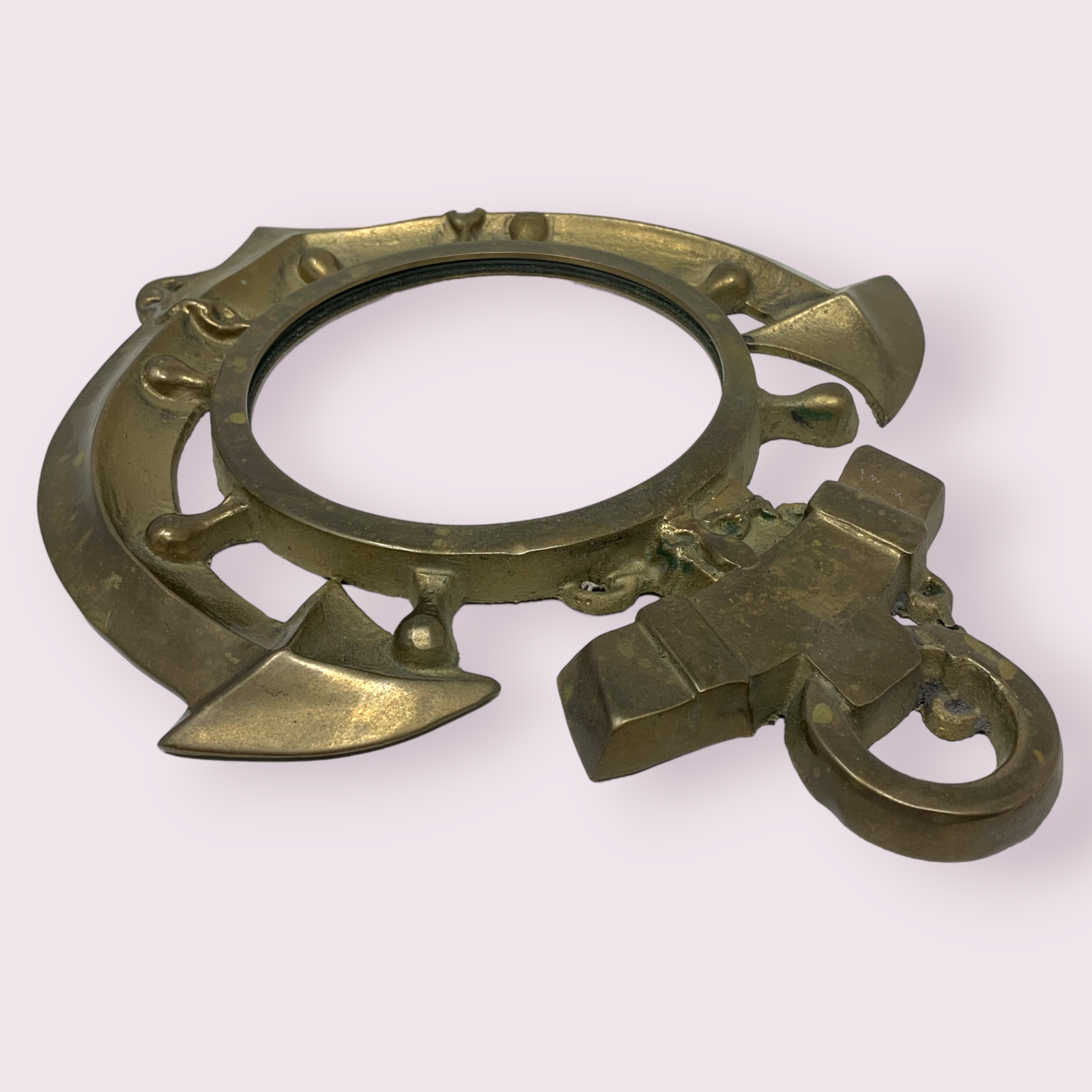 Vintage Brass Anchor Nautical Mirror Wall Hanging Accent Beach Coastal