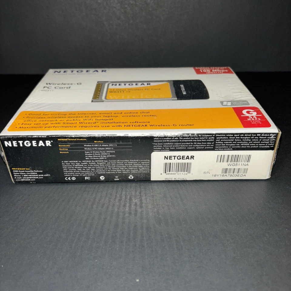 BRAND NEW AND SEALED “Netgear” WG511 54Mbps 802.11g Wireless-G PC Card EST 2007 - Image 2 of 4