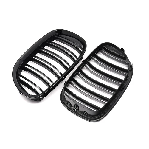 For BMW F01 F02 2009-2015 2Pcs Gloss/Matte Black Dual Slat Front Bumper Grilles - Picture 7 of 17