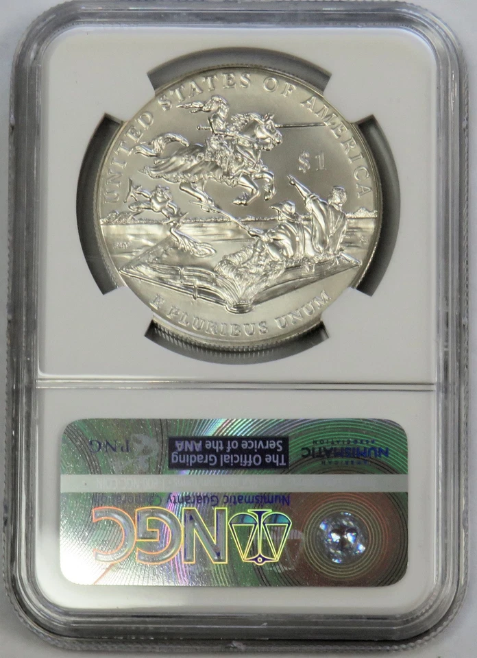 2016 P MARK TWAIN $1 SILVER COMMEMORATIVE COIN MOY NGC MS 70 LONG BEACH RELEASES - Image 2 of 2