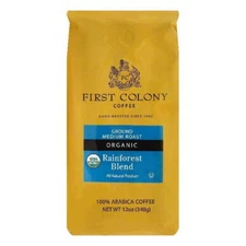 First Colony Ogranic Rainforest Blend Medium Roast Ground Coffee - 12 Ounce