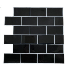 10pc. 3D black Subway Tile Peel And Stick Self Adhesive Wall Sticker Home Decor