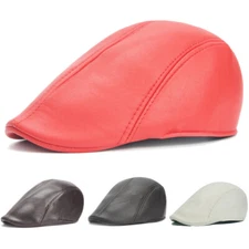 Men’s Golf Driving Beret Hats Faux Leather Cap Casual Outdoor Newsboy Gatsby Hat