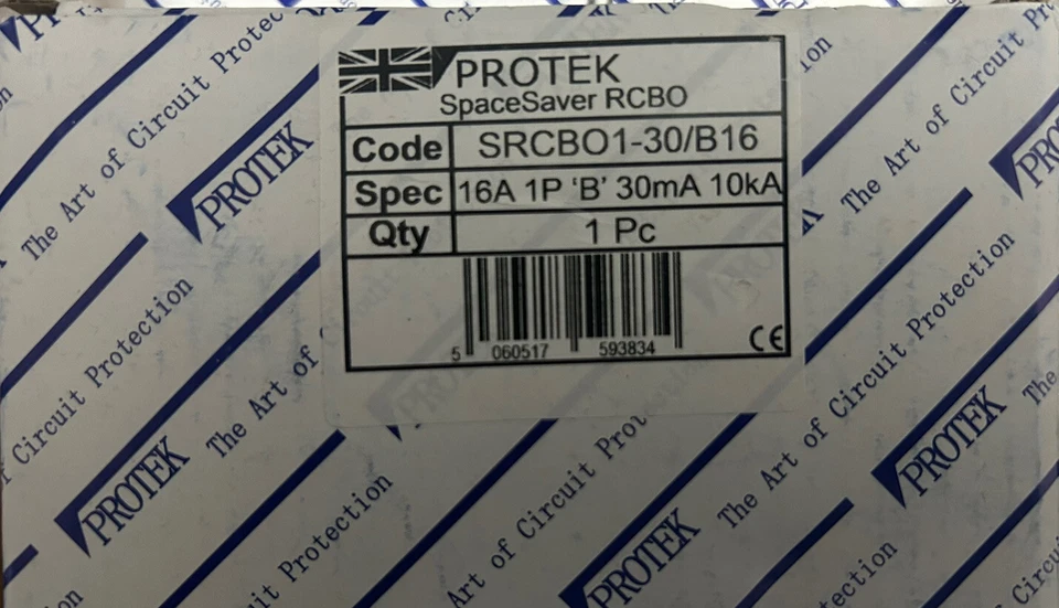 Protek Miniature RCBO ( SRCBO )Type B 30mA 1 Mod 10kA 16A