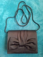 Black Satin Evening Bag Purse With Strap