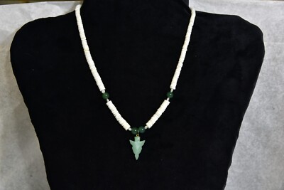 White Shell Arrow Head Vintage Necklace w/White Shell Heishi, Freshwater Pearls, Arrowhead ...
