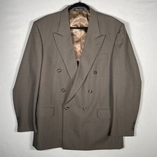 VTG Stafford Blazer Mens 43R Brown Wool Blend Double Breasted Buttons USA Made