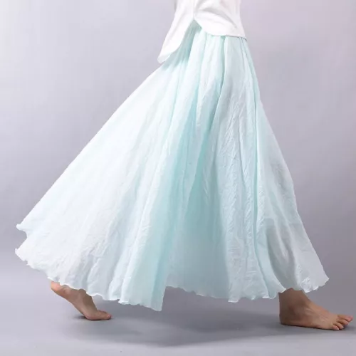 Women Summer Skirt Cotton Blend Long Skirts Elastic Waist Boho Maxi Skirts Size - Picture 29 of 32