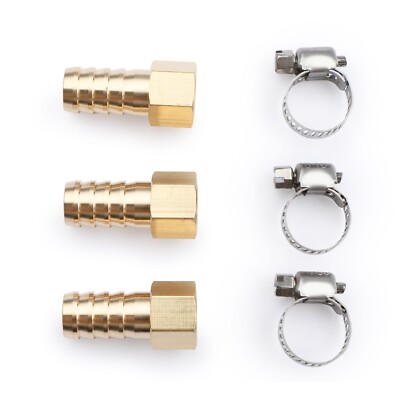 U.S. Solid 3pcs Brass Hose Fitting Pipe Adapter 1/2'' Barb To 1/4'' NPT Female