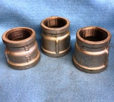 GALVANIZED MALLEABLE IRON REDUCING COUPLING 1-1/2" X 1-1/4"  LOT OF 3 