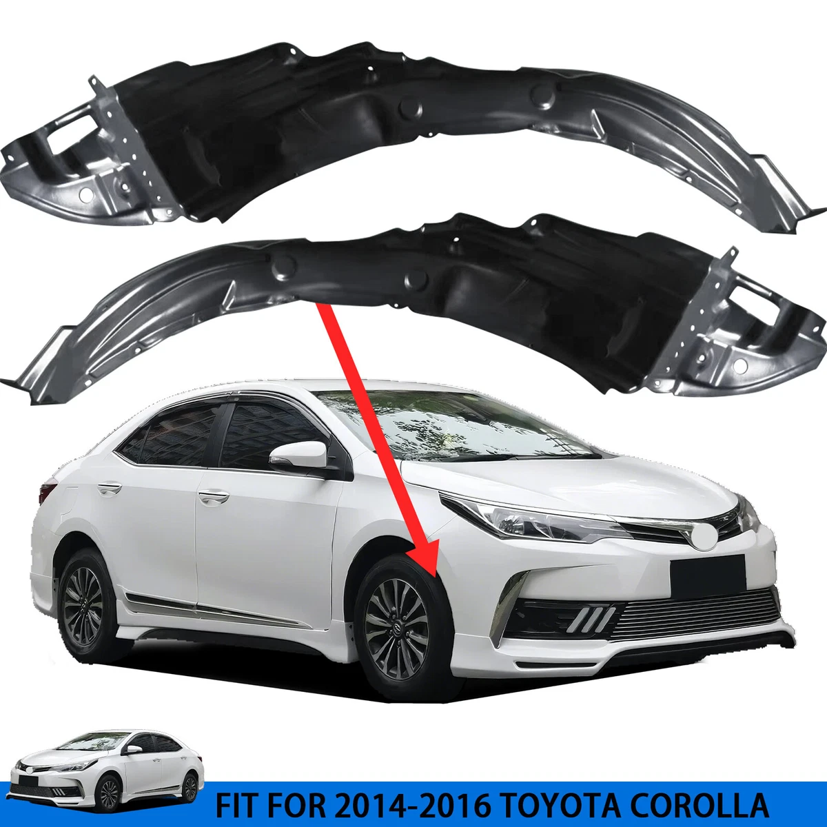 Embellecedores De Techo Para Toyota Corolla Sedán 2014-2018 - Par Izquierdo Y Derecho, Color Negro