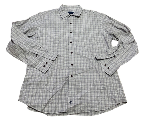 David Donahue Dress Shirt FUSION Multicolo Plaid Modern Men's XL