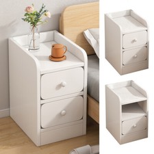 Small Bedside Table White Wooden Narrow Bedside Cabinet Drawer Unit Side Tables