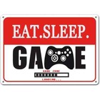 Eat Sleep Game Sign 12x8 Metal Wall Decor Gamer Zone Loading Room Gaming Poster