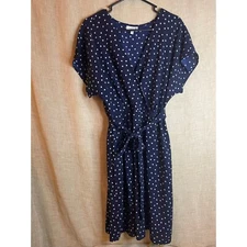 Studio B Wrap Dress Polka Dot Tie Waist Casual Midi Dress Size L