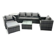 Fimous Outdoor Rattan Garden Furniture Sofa Set with Square Coffee Table Chairs
