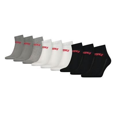 Levis Unisex Quarter Sportsocken Mid Cut Batwing Logo Ecom 9er Pack 35-46 Herren
