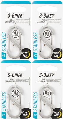 Nite Ize S-Biner Stainless Steel Dual Carabiner #2 - Stainless (4-Pack)