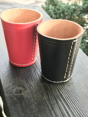 Dice Cup for Him and Her - Black and Pink Leather No Dice