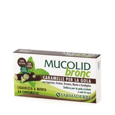 Mucolid Bronc Caramelle Per la Gola Liquirizia e Menta Farmaderbe 24 Caramelle