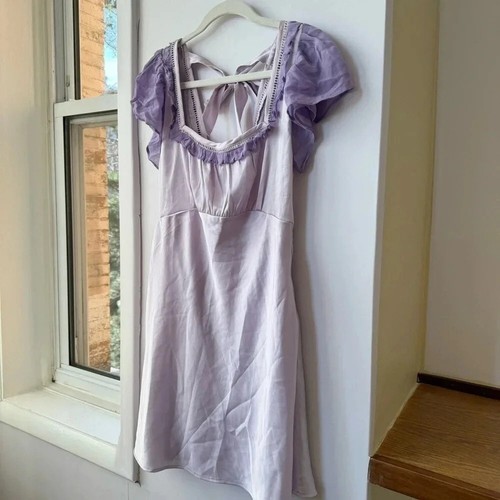 NWT Free People x Revolve Violet Visions Slip Mini Dress Lace Satin Purple 0 - Picture 16 of 16