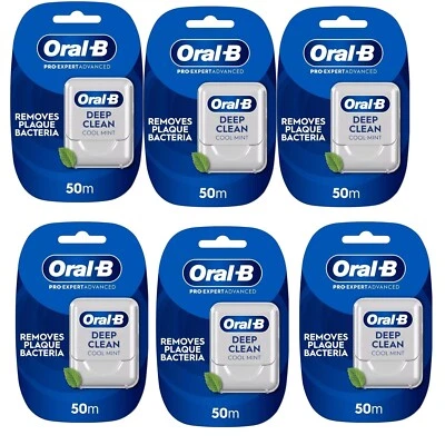 Oral-B Pro-Expert Advanced Deep Clean Cool Mint Waxed Floss Tape - 50m X 6