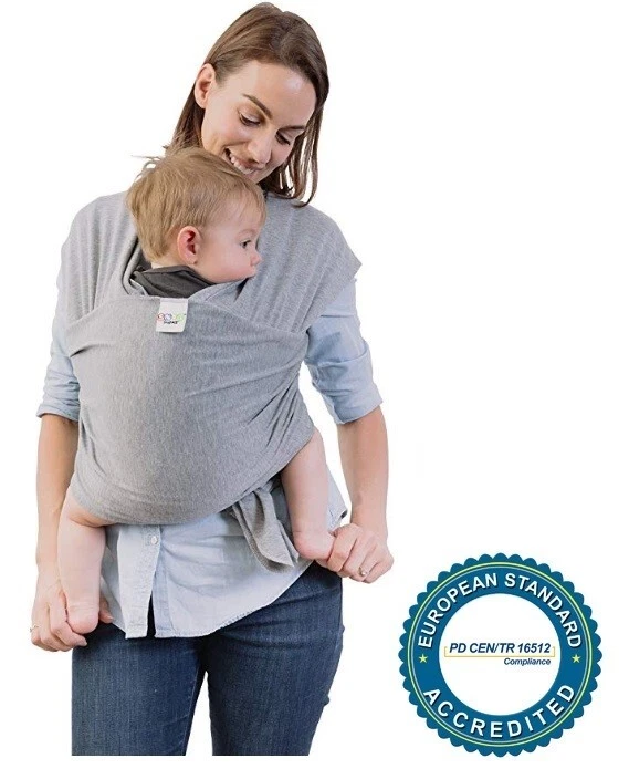 Baby Sling 100% Cotton Adjustable Hands-Free Neutral Grey Baby Carrier Wrap