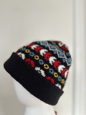 Vintage 90s Artex Knit Colorful Geometric Beanie Winter Hat. Union Made. USA