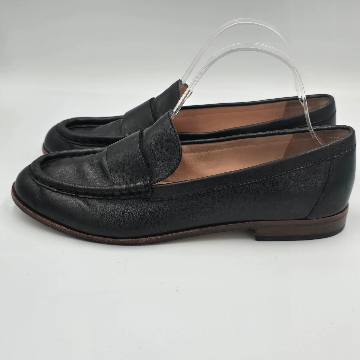 J. Crew Penny sz 9 Loafers Flats Black Vegan Leather Round Apron Toe Block Heel New Winona Lug-sole Penny Loafers In Italian Spazzolato  main image 4