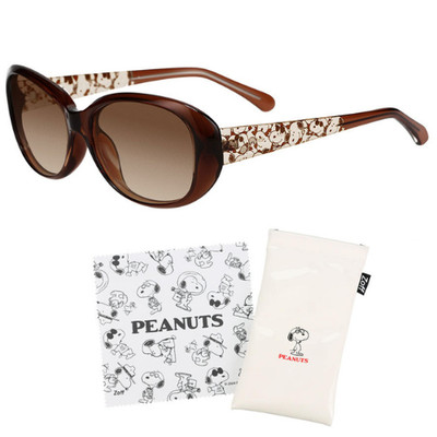 ZOFF Peanuts Snoopy Sunglasses Brown Frame Brown Lens Case Cloth
