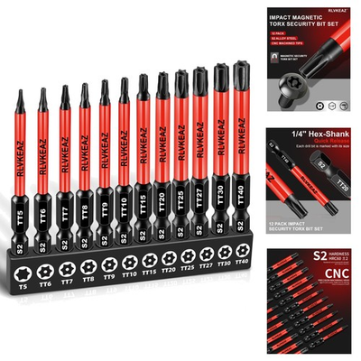 #ad #ad 12pc Impact Security Torx Bit Set T5 T40 S2 Steel 3quot; Tamper Proof Star Bits 1 4quot; $10.95