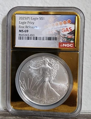 2025(P) American Silver Eagle $1 – Eagle Privy – NGC MS69 First Releases Las Veg