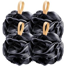 4 Pack Loofah Sponge 50G Black Shower Pouf Body Scrubber Exfoliating Bath Balls