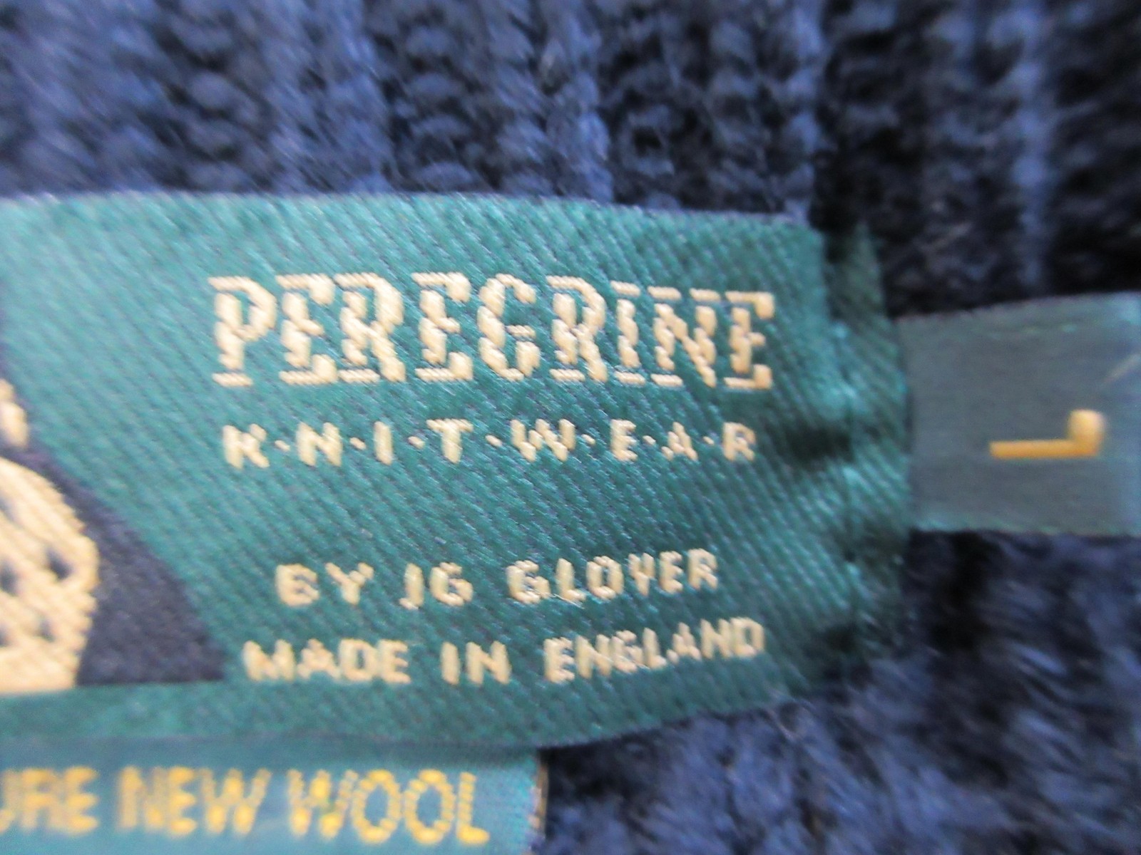 Peregrine Sweater Mens Large Blue Cable Knit Wool Fisherman Crewneck England
