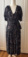 Ulla Johnson Women’s Floral Dress Flowy , Blue/Pink, Optional Tie Belt,  Size 2