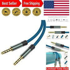 Nylon Braided 5Ft Aux Cable with Mic Support - 3.5mm TRRS Design for All Devices