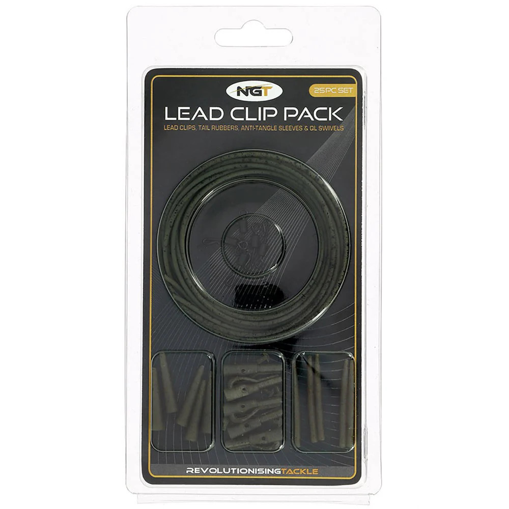 NGT Lead Clip Pack Carp Fishing Clips Swivels Tail Rubbers Anti Tangle Sleeves
