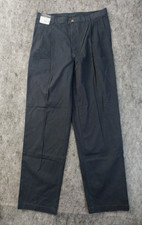 Roundtree Yorke pants 36x34 Black Pleated Cuffed Side Elastic Classic Fit